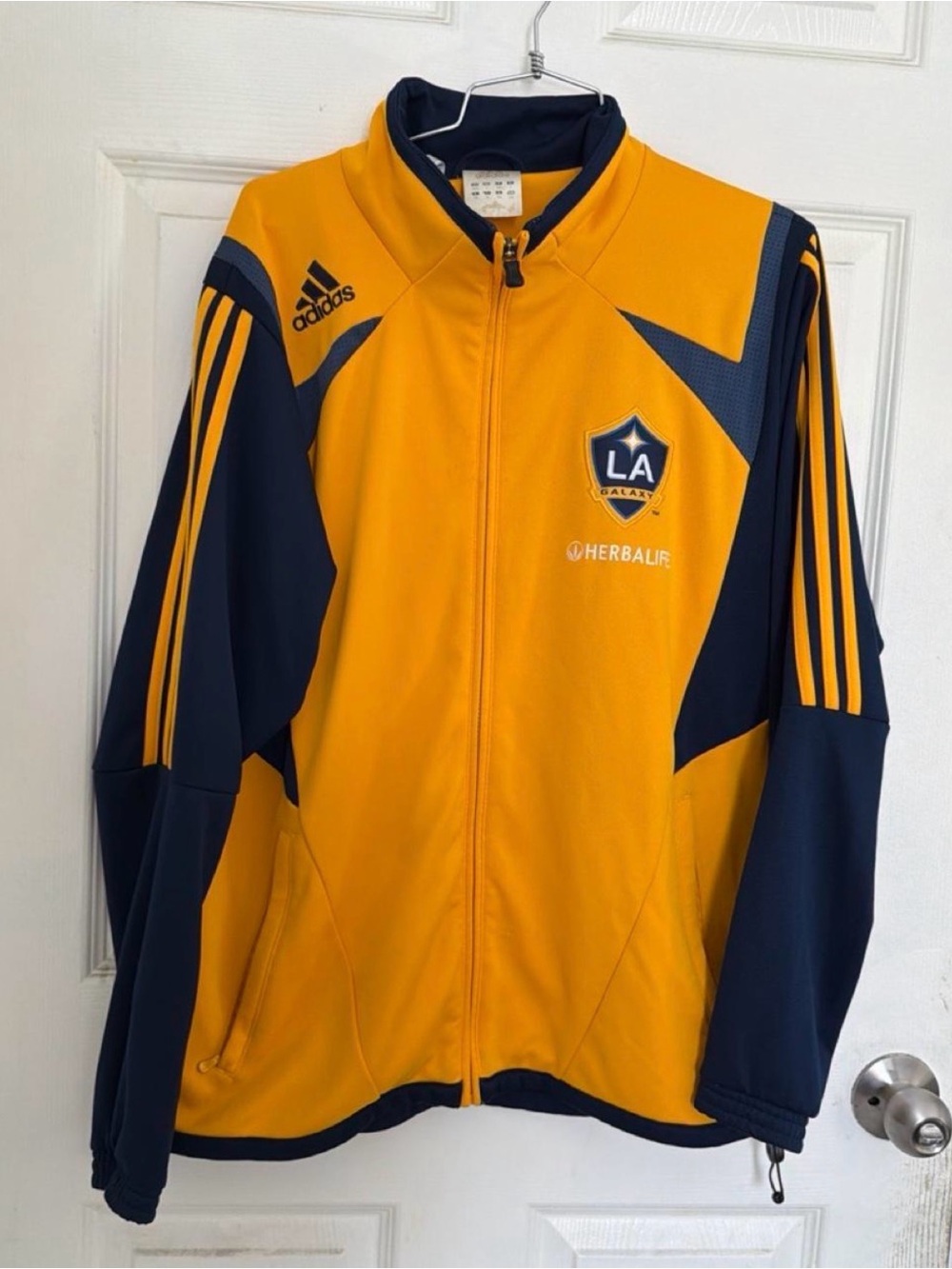 Vintage 2000’s Adidas LA Galaxy Men's Yellow & Navy Track Jacket Size Large